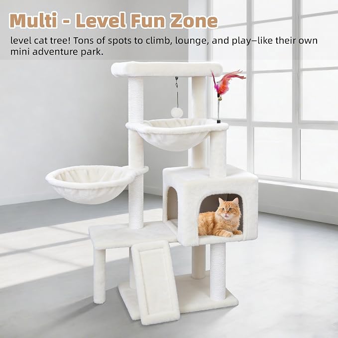 Cat Tree with Cat Condo and Two Hammocks, Cat Tree with Scratching Posts and - Image 3