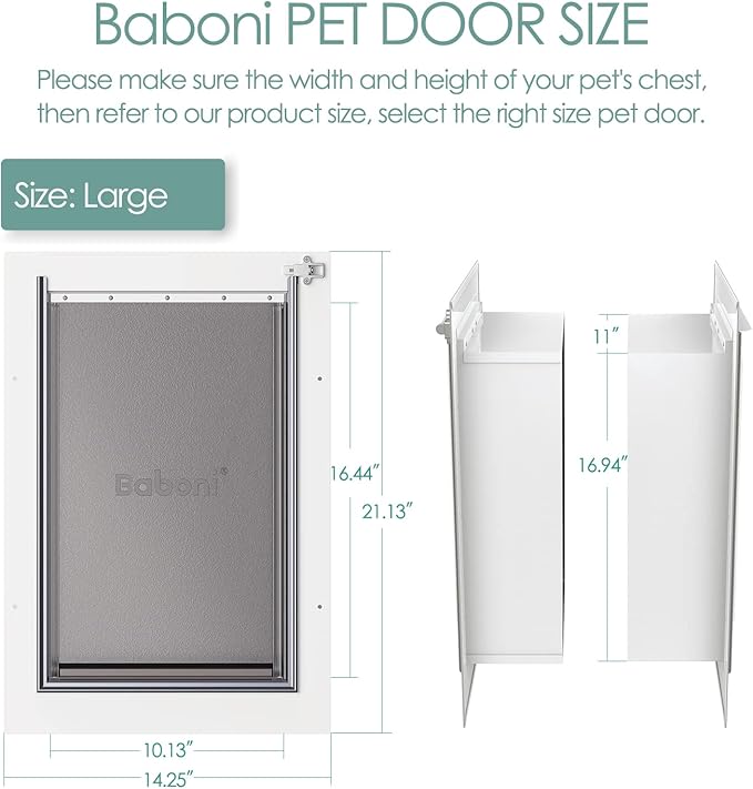 Baboni Pet Door for Wall, Steel Frame and Telescoping Tunnel, Aluminum Lock - Image 5
