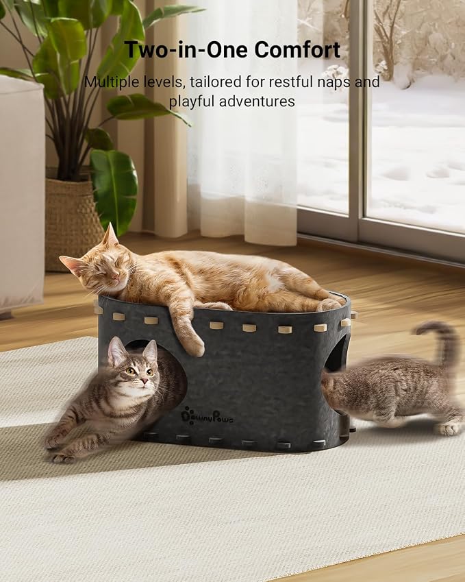 DownyPaws Cat House for Indoor Cats, Cat Bed Cave for Multiple & Large Cats Up - Image 2