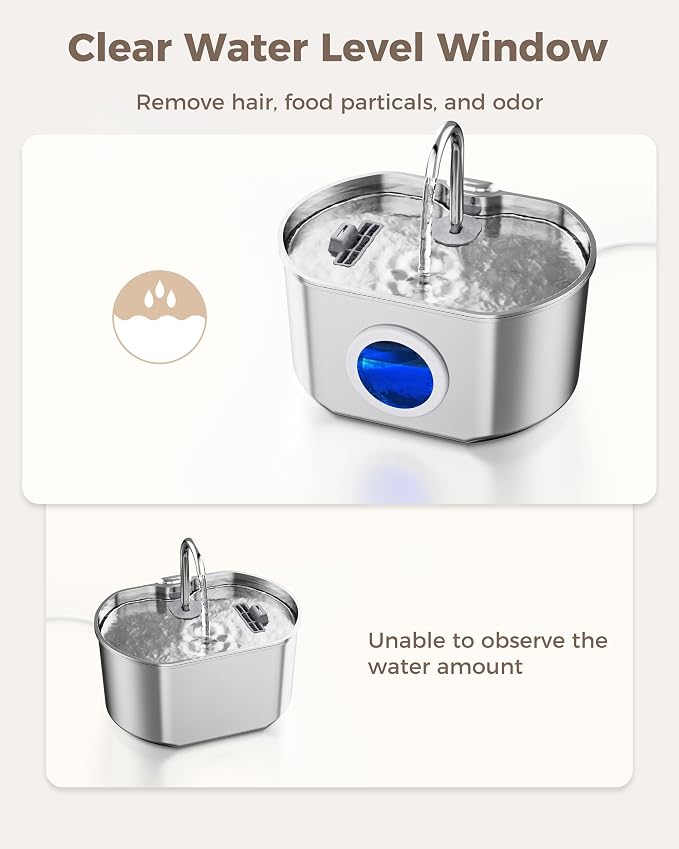 Cat Water Fountain Stainless Steel: 74oz/2.2L Cat Fountain - Image 7