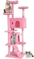 BestPet | 70" Cat Tree Tower | Pink | Sturdy, Hanging Cat Toys, Observation by BestPet