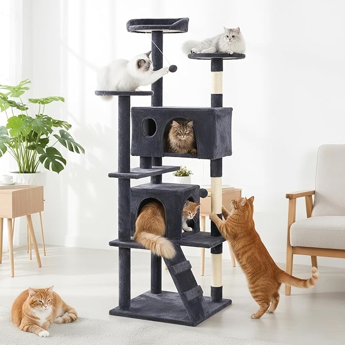 DUMOS 70-inch Indoor Cat Tree Tower –Multi-Level Pet House - Image 7