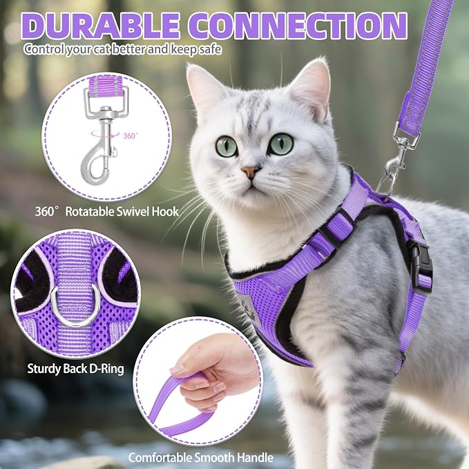 PUPTECK Cat Harness and Leash Set Escape Proof Reflective Cat Walking Harness - Image 6