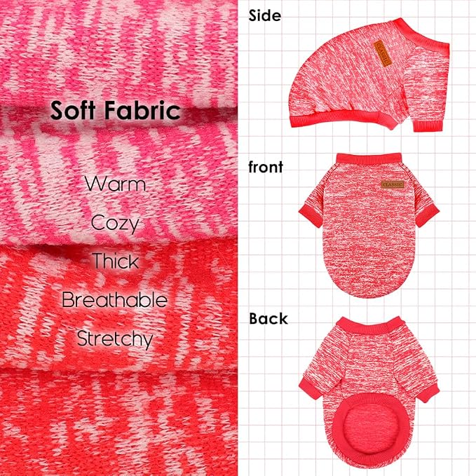 2 Pcs Dog Sweaters for Small Dogs Girl Boy Winter Fleece Clothes Warm Soft Dog - Image 4