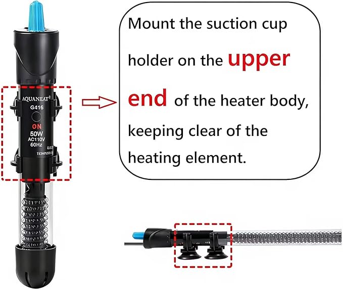 AQUANEAT Aquarium Heater, 25W Fish Tank Heater, Adjustable Submersible Water - Image 3