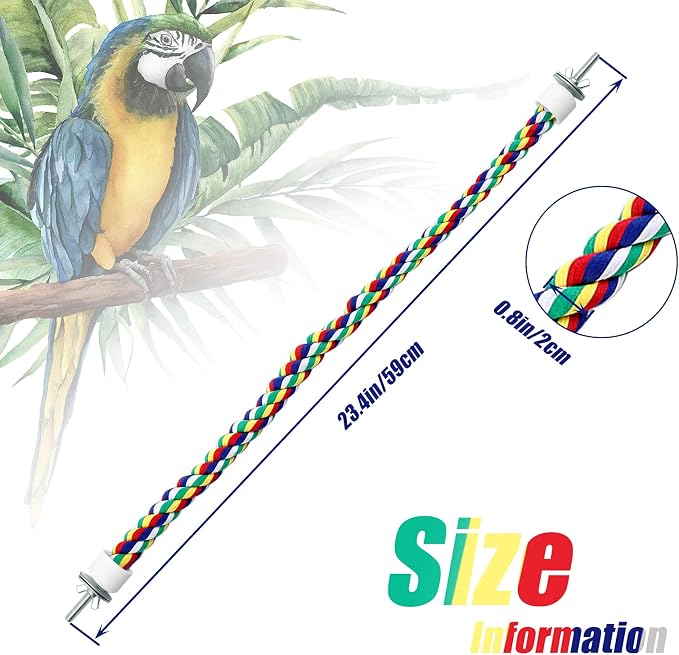 Weewooday 2 Pcs Bird Rope Perches Climbing Rope Bird Cage Accessories - Image 2
