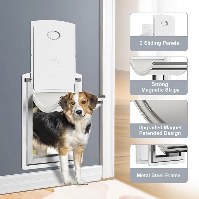 Steel Dog Door for Wall, Energy Efficient Pet Door, Telescoping Tunnel and - Image 2