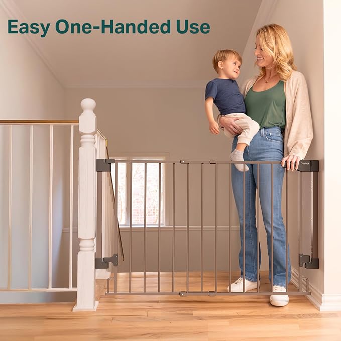 Cumbor 29.2–43" Baby Gate for Stairs, Wall-Mounted, Expandable No Bottom Bar - Image 8