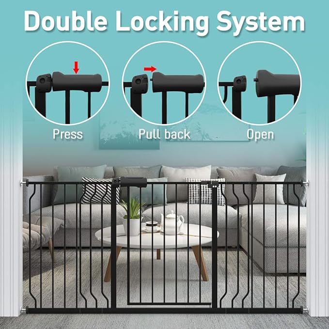 WAOWAO Baby Gate 62.19-66.92" Extra Wide Pressure Mounted Walk Through Swing - Image 4