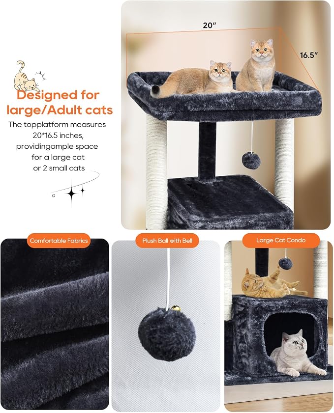 SYANDLVY 27IN Cat Tree for Indoor Cats Large Adult, Modern Activity Tower - Image 4
