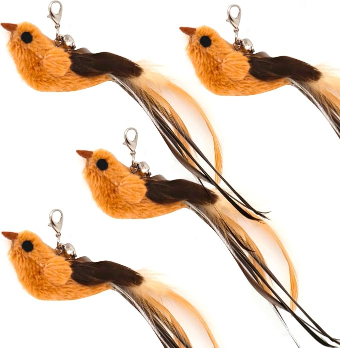 4 Bird Cat Wand Toy Refill for Indoor Cats, Interactive Birds Simulation Set - Image 2