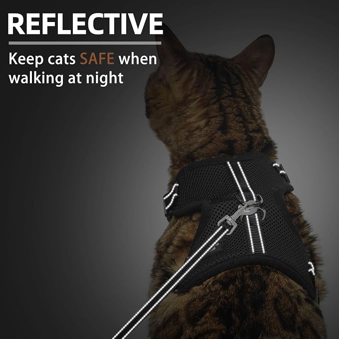 PUPTECK Cat Harness and Leash Set Escape Proof, Reflective Adjustable Soft Mesh - Image 5