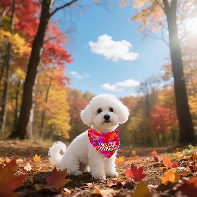 30 Pcs Fall Dog Bandanas Bulk for Small Dogs 18 Inch Stitch Edge Dog Bandanas - Image 6