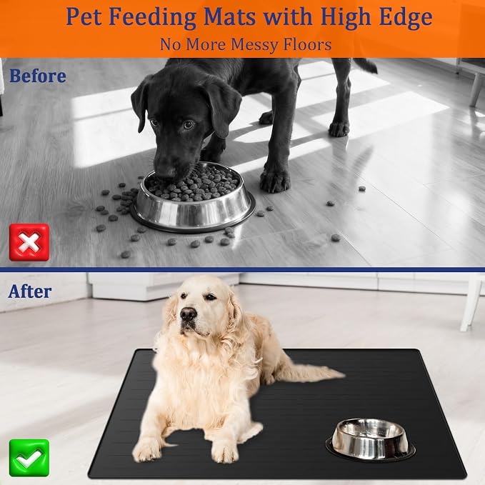 48"x32" Extra Large Pet Food Mat, 1.5MM Super Thick Silicone Dog Mats - Image 3