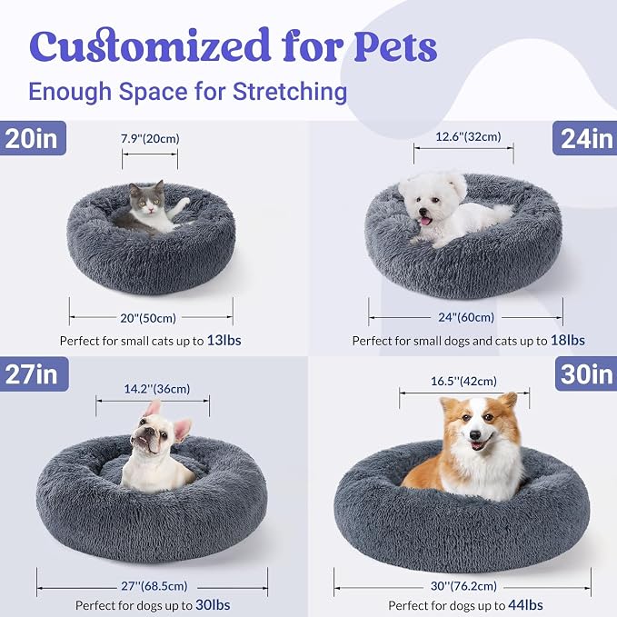 rabbitgoo Dog Bed for Small, 24 inches Machine Washable, Fluffy Donut Pet Bed - Image 5