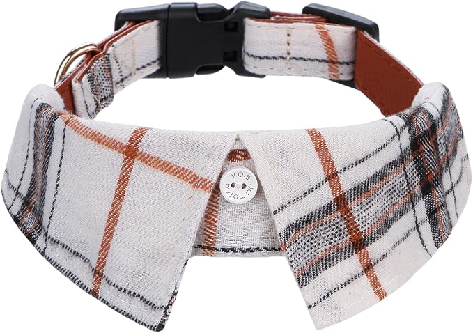 Faleela Cotton Plaid Shirt Style Dog Collar Soft Cute, Boy Dog Collar by Faleela