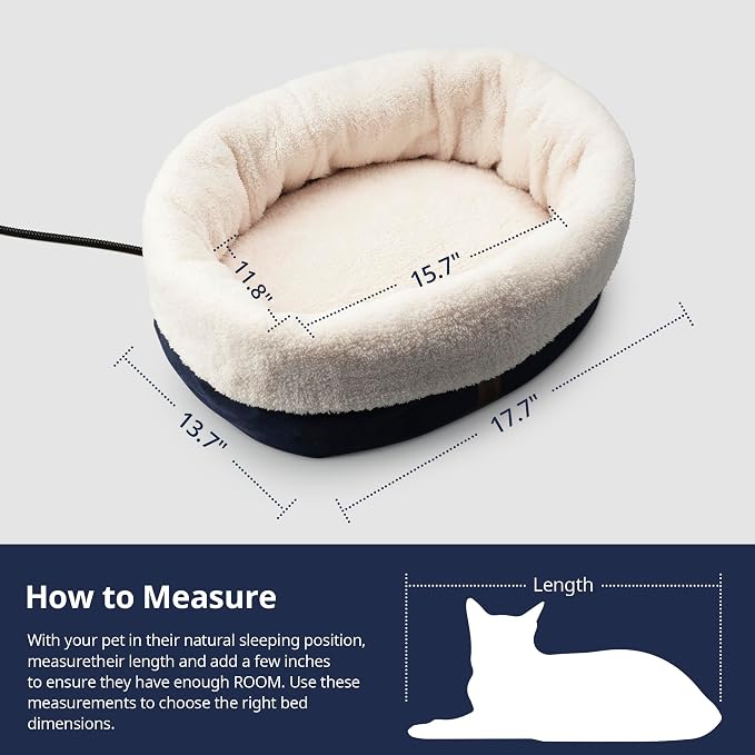 Heated Cat Bed with Auto Shut Off Timer, 17.7" x 13.7" Adjustable Temperature - Image 5
