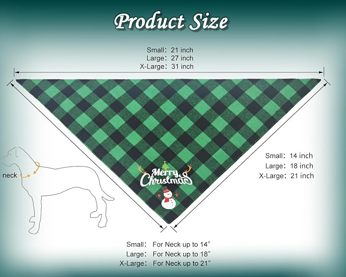 Christmas Dog Bandanas Classic Plaid Triangle Holiday Scarf - Image 2
