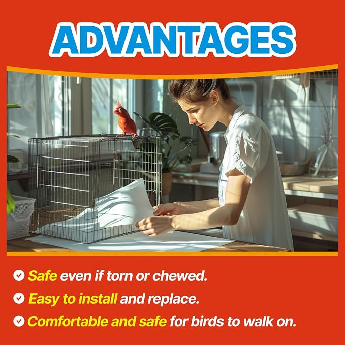 TORTO9 Cage Liner Sheets for Birds – 120 Pack, 31 x 21.5 in, 5.5 lb | Acid-Free - Image 2