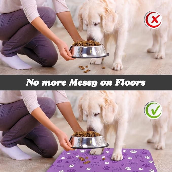 Dog Food Mat, Absorbent Water Bowl Mats Cat Pet Feeding Placemats 24 * 32 inch - Image 5
