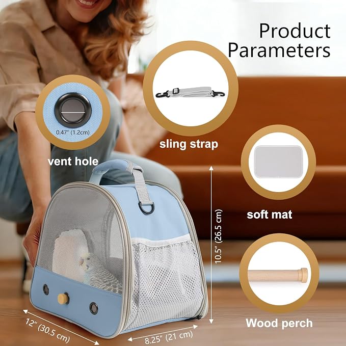 Bird Carrier, Portable Small Bird Parrot Parakeet Carrier - Image 2
