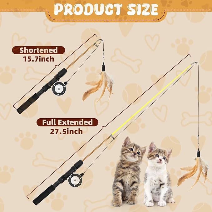 2-Pack Cat Wand Toys with Feather & Silvervine Stick – Adjustable 16"-28" - Image 2