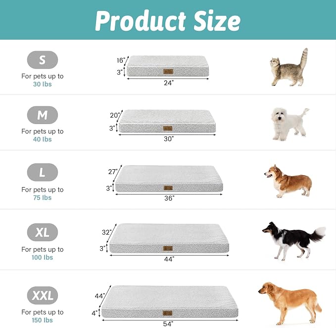 Dog Crate Bed for Small Size Dogs, Rectangular Orthopedic Cat Beds, Foam - Image 4