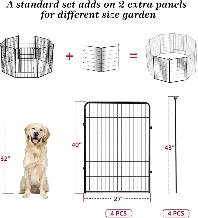 Dog Playpen 40 inch 2 Panels Indoor Dog Pen - Image 2