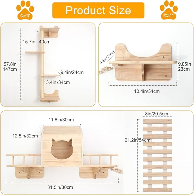 Cat Shelves for Wall – Cat Climbing Furniture Set for Large Cats - Image 2