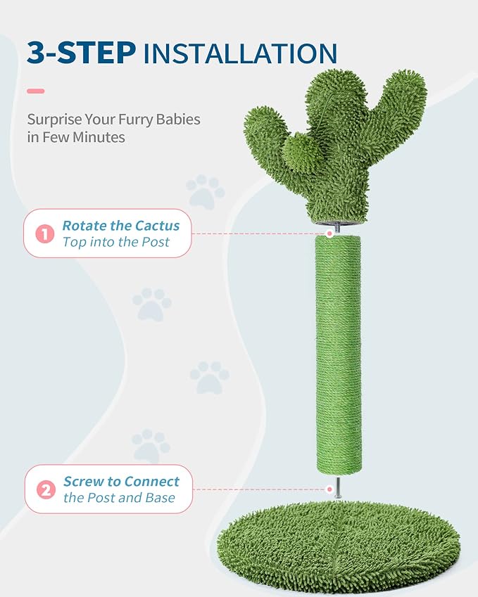 Made4Pets 34" Tall Cat Scratching Post, Cactus Cat Scratcher Kitten Scratching - Image 6