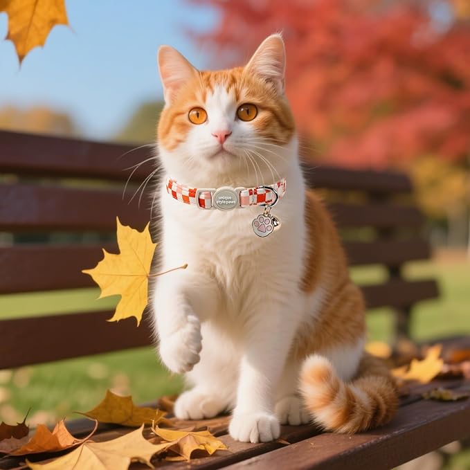 Unique Style Paws Orange Cat Collar, Cute Cat Collars - Image 5