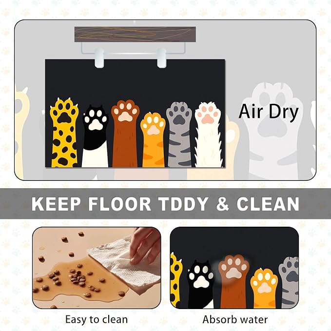 Cute Animal Paw Pet Food Mat Non Slip Spill Proof Feeding Pad - Image 6