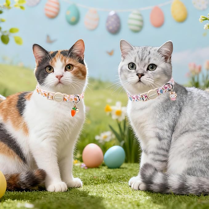 2 Pack Easter Cat Collars, DOGWONG Cute Breakaway Kitty Collars, Easter Kitten - Image 6