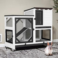 Gutinneen 39.3" Rabbit Hutch with Wheels, Black and White - GlobalHabitat Supply
