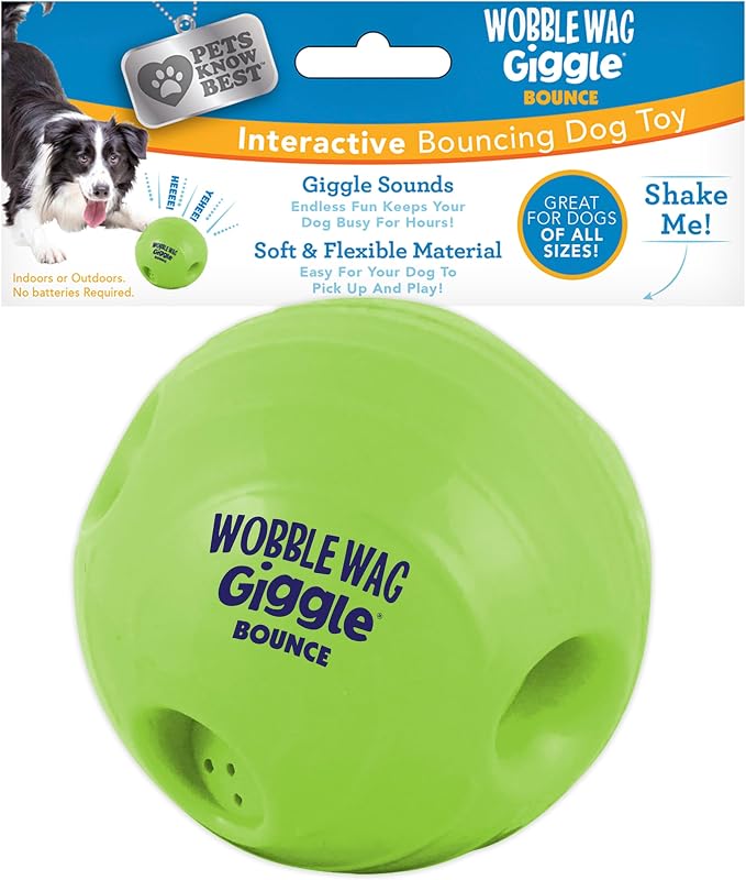 Wobble Wag Giggle Bounce Interactive Dog Toy- Sound Making Bouncing Ball by WobbleWagGiggle