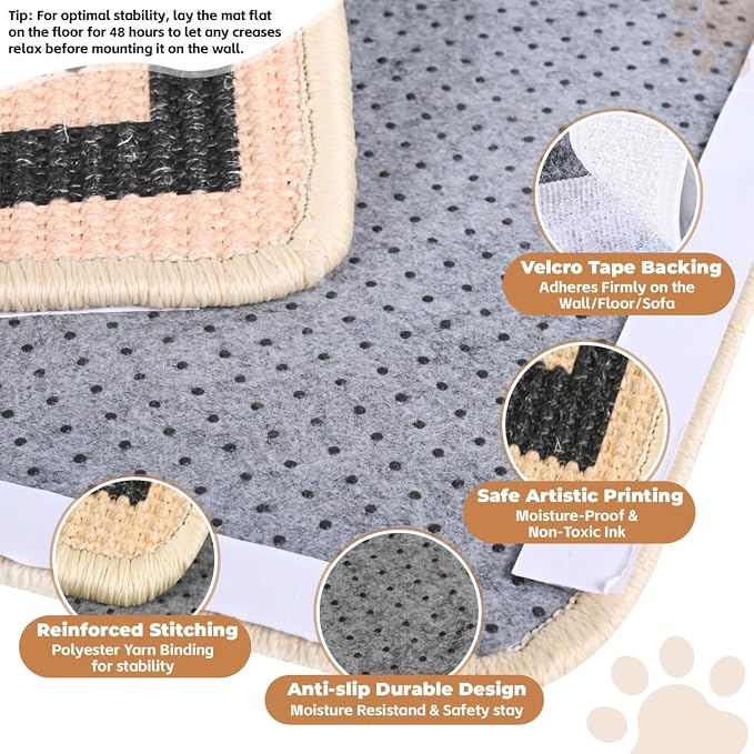 Cat Scratcher Mat, 23.6x15.7 Inch Natural Sisal Cat Scratch Pad, Horizontal Cat - Image 3