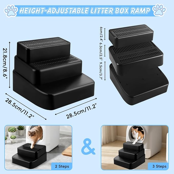 Adjustable 3 Steps Litter Box Ramp, Litter Box Step - Image 2