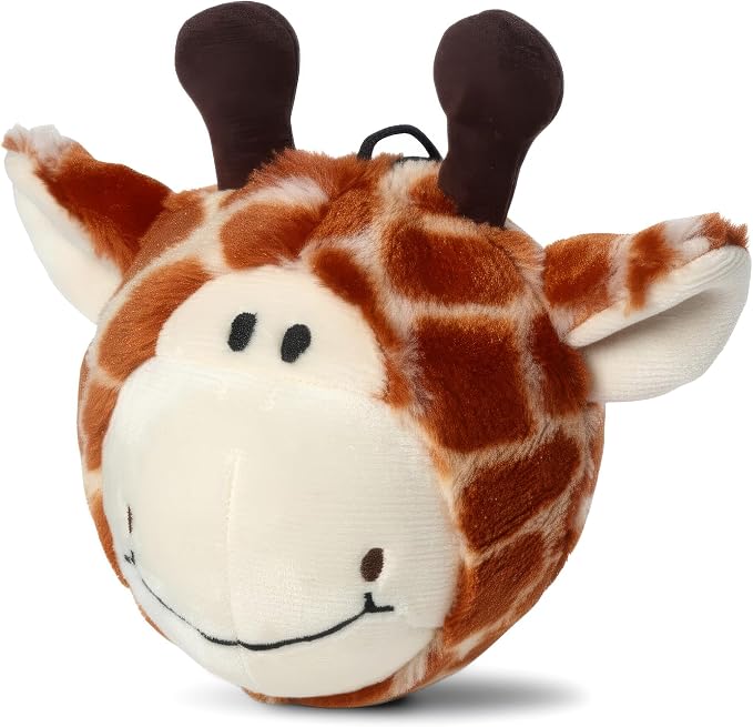 Pet Lou 4 Inch EZ Squeaky Giraffe Ball Dog Plush Toy, Stuffing-Free Soft Plush by Pet+Lou