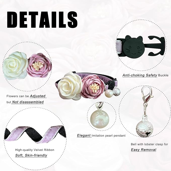 Fupo Purple Cat Collars for Girl Cats Breakaway Kitten Collar - Image 2