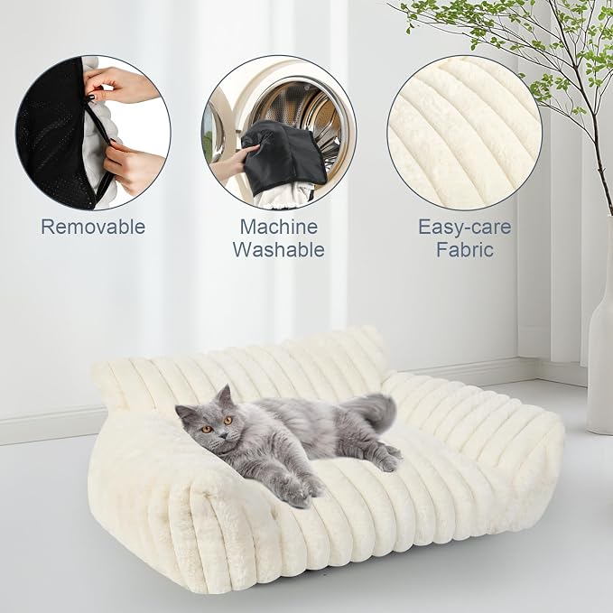 Cute Cat Couch Bed for Indoor Cats, Fluffy Pet Cat Sofa - Image 7