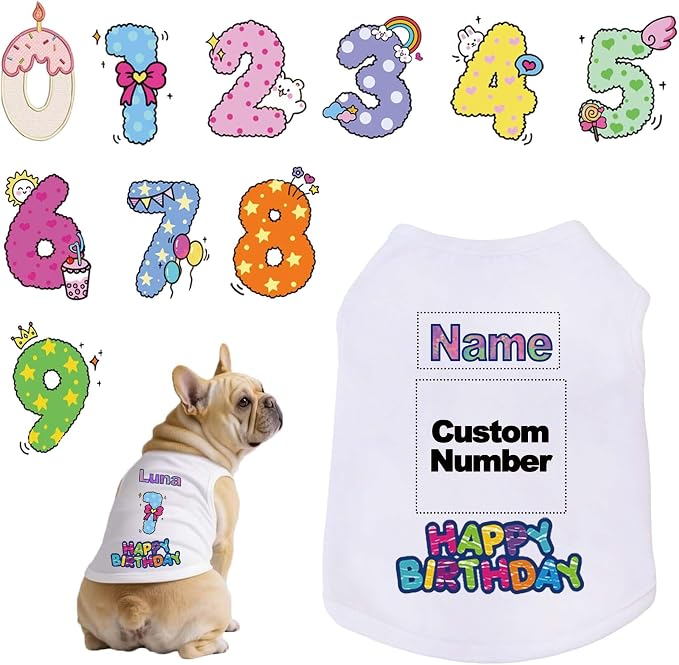 Custom Dog Birthday Shirt, Personalized Pet Apparel Print by Unknown