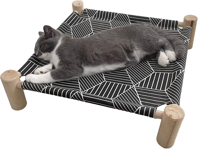 Pozico Cat/Dog Bed Hammock Cat Bed, Wooden Dog Elevated Indoor Outdoor Beds - Image 4