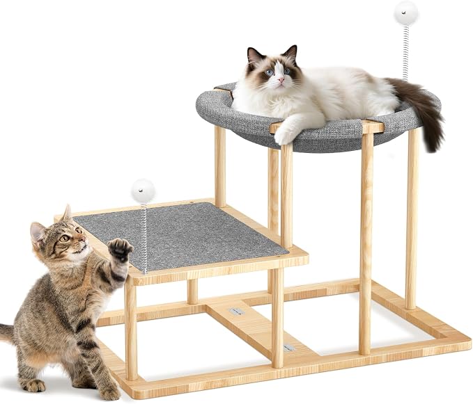 Pawaboo Elevated Cat Hammock Bed, 2-Tier Cats Bed by Pawaboo
