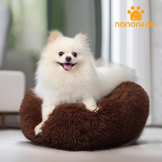 Calming Donut Dogs Beds for Small Dogs Washable, 19inch Fluffy Round Puppy Bed - Image 6