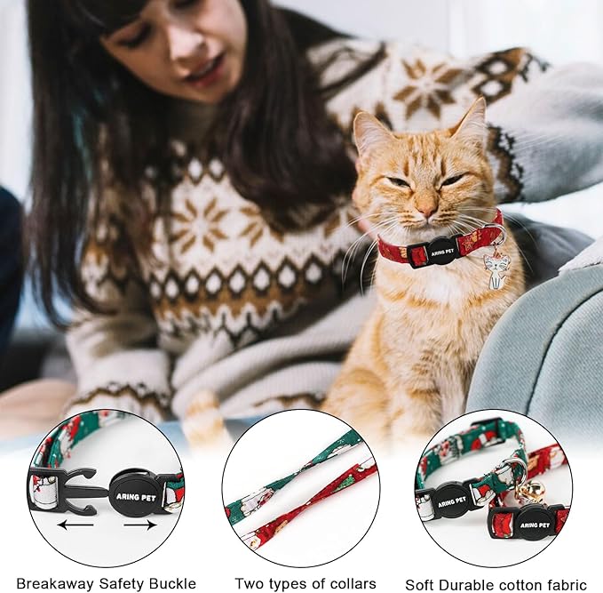ARING PET 2 Pack Christmas Cat Collars-Cute Cat Collar Breakaway - Image 2