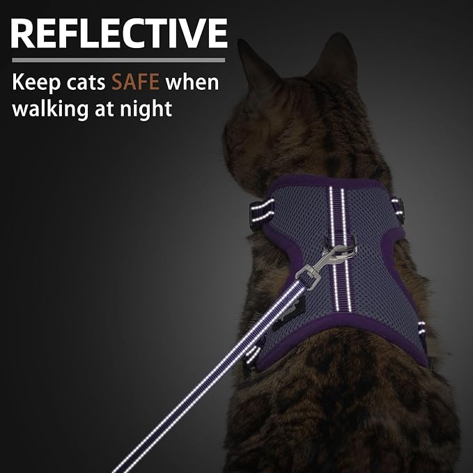 PUPTECK Cat Harness and Leash Set Escape Proof, Reflective Adjustable Soft Mesh - Image 5