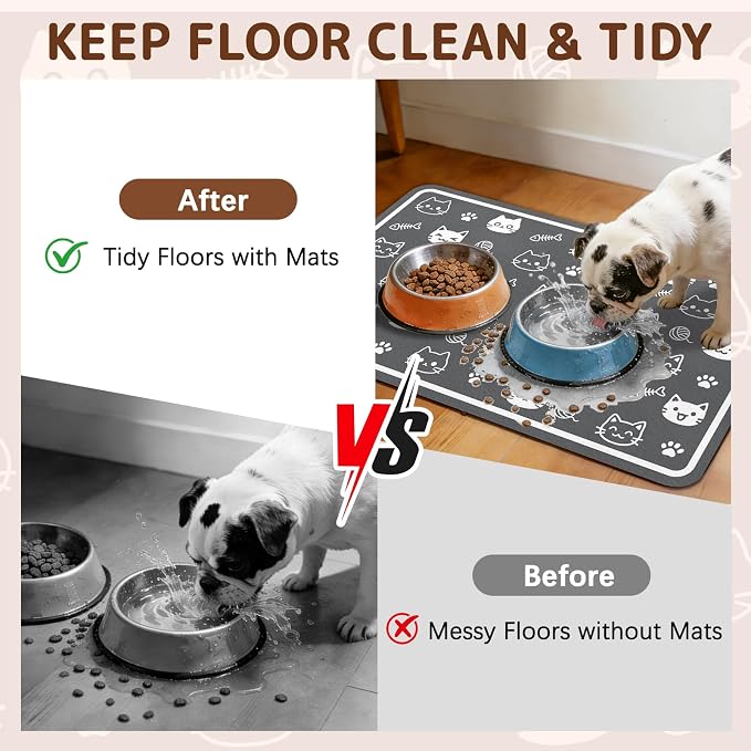 Dog Food Mat for Bowls, Absorbent Quick Dry Dog Cat Mats for Food and Water - Image 3