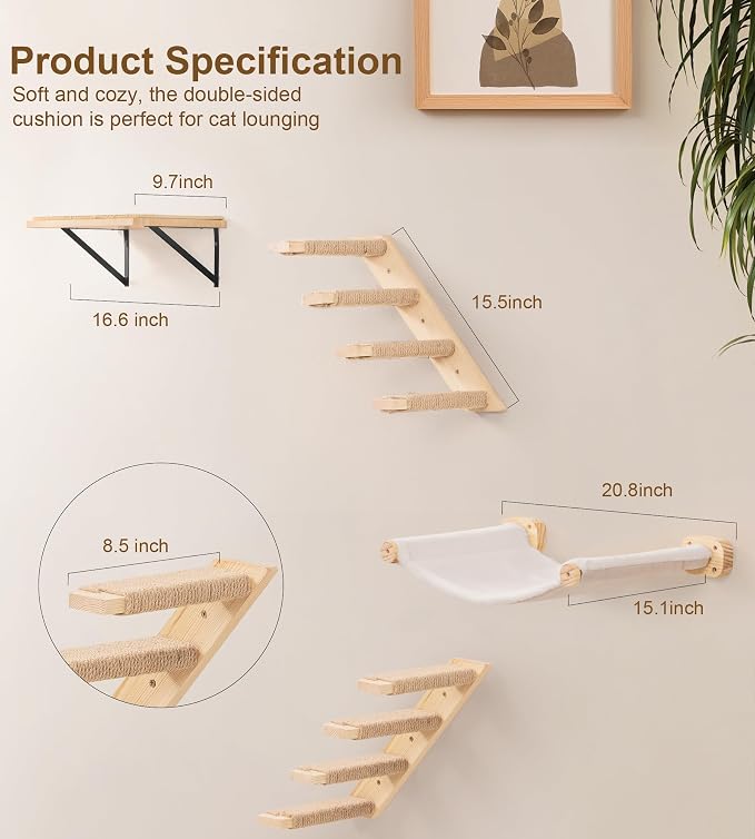 Cat Wall Hammock Set of 3, Wall Shelves - Image 8