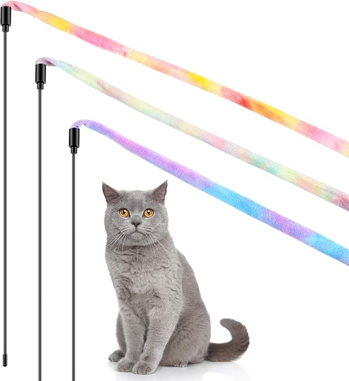 Sumind 3 Pieces Jungle Cat Wand Cat Teaser Charmer Interactive Fun Toys Wand by Sumind