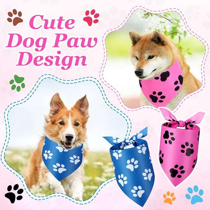 Abbylike 50 Pcs Paw Print Dog Bandanas Bulk Cute Footprint Bandanas - Image 4